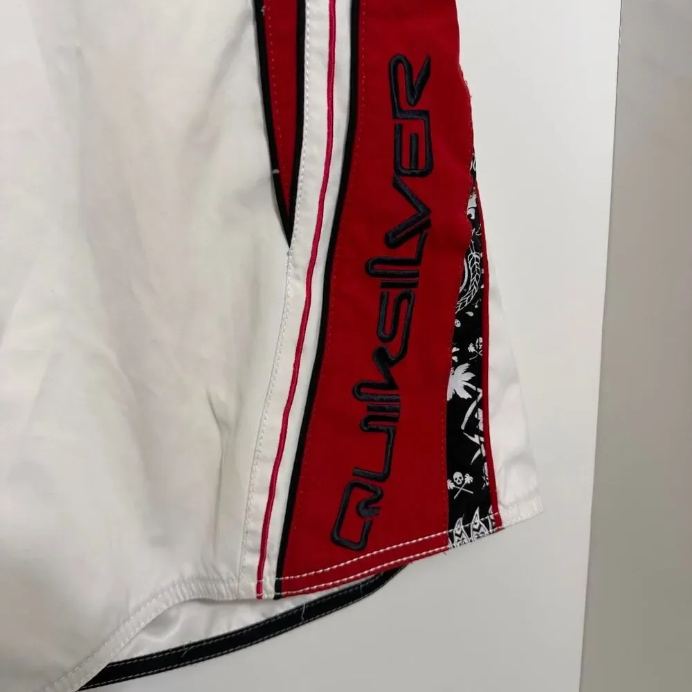 Quiksilver Men's White and Red Swim-briefs-shorts